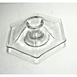 Clear Glass Taper Candlestick Candle Holder Hexagon Vintage Flared Base Wedding